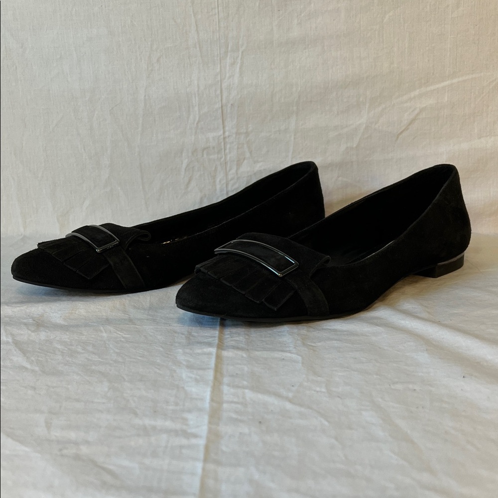 Jones New York Black Suede Flats with Buckle size 8M